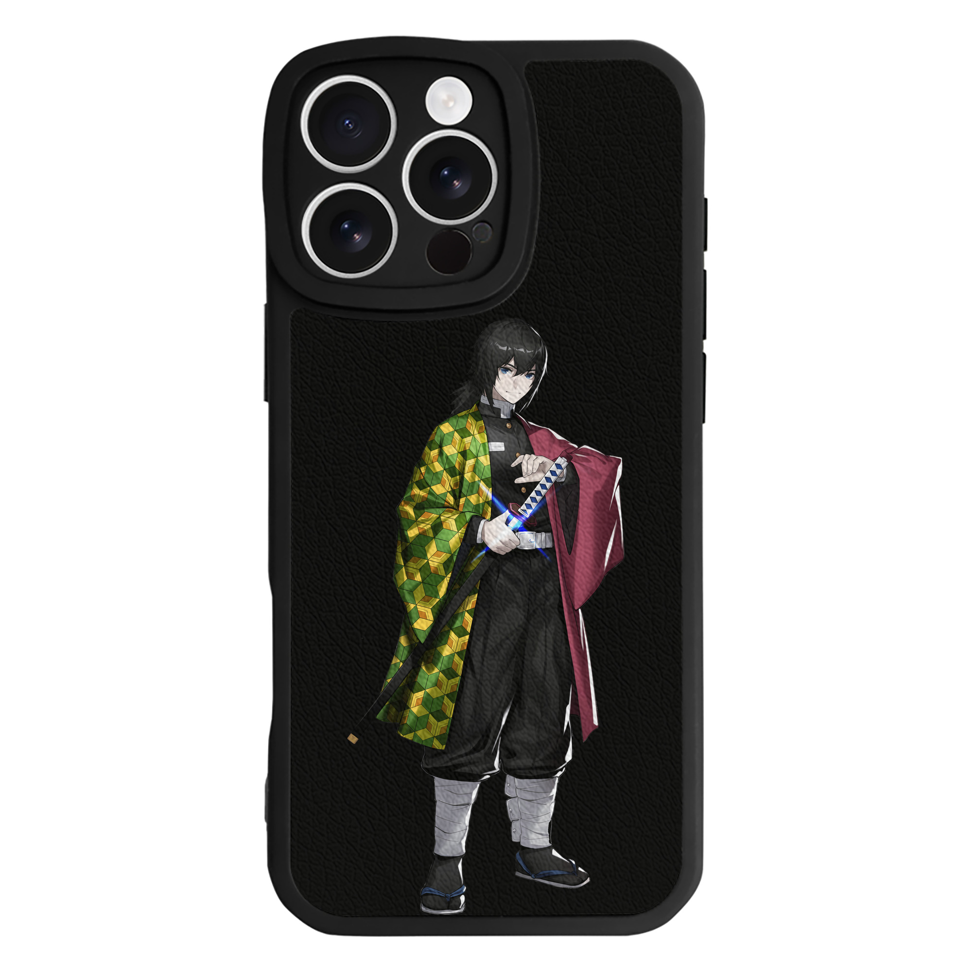 （画像用） 鬼滅の刃（きめつのやいば）水柱-冨岡 義勇／とみおか ぎゆう Tomioka Giyuu 【iPhone 16シリーズ対応】シリコンスマホケース（レザー調） 材質：シリコン